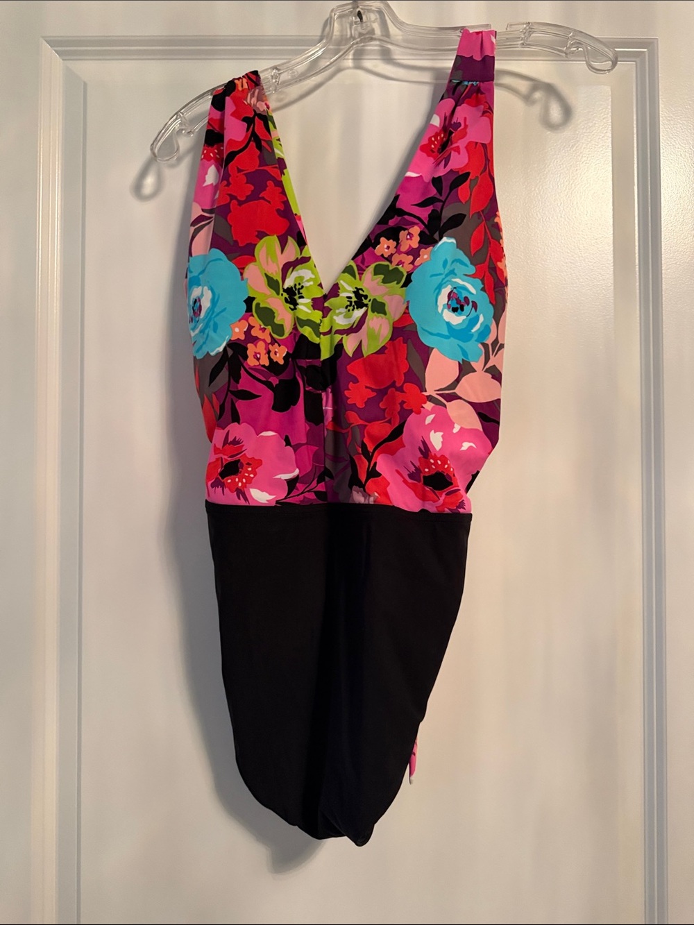 Skinny Dippers Women’s  Floral Pink & Black One-Piece Swimsuit